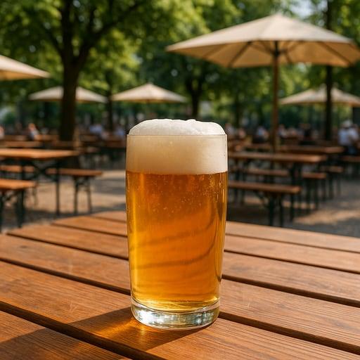 Frisch gezapftes Bier in traditionellen Maßkrügen